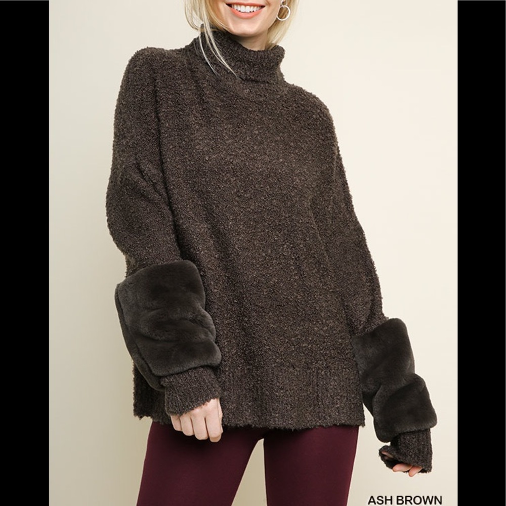 Umgee turtleneck brown pullover sweater NWT